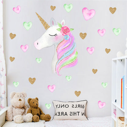 Unicorn Stars Rainbow Wall Sticker Girls Bedroom