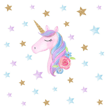 Unicorn Stars Rainbow Wall Sticker Girls Bedroom