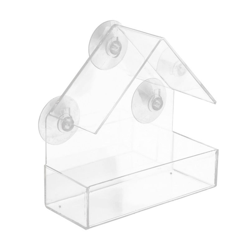 Adsorption house-type bird feeder plexiglass acrylic bird feeder bird anti-splash food box food trough bowl