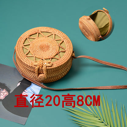 Vietnam handmade rattan woven round bag 20*8 hollow retro art