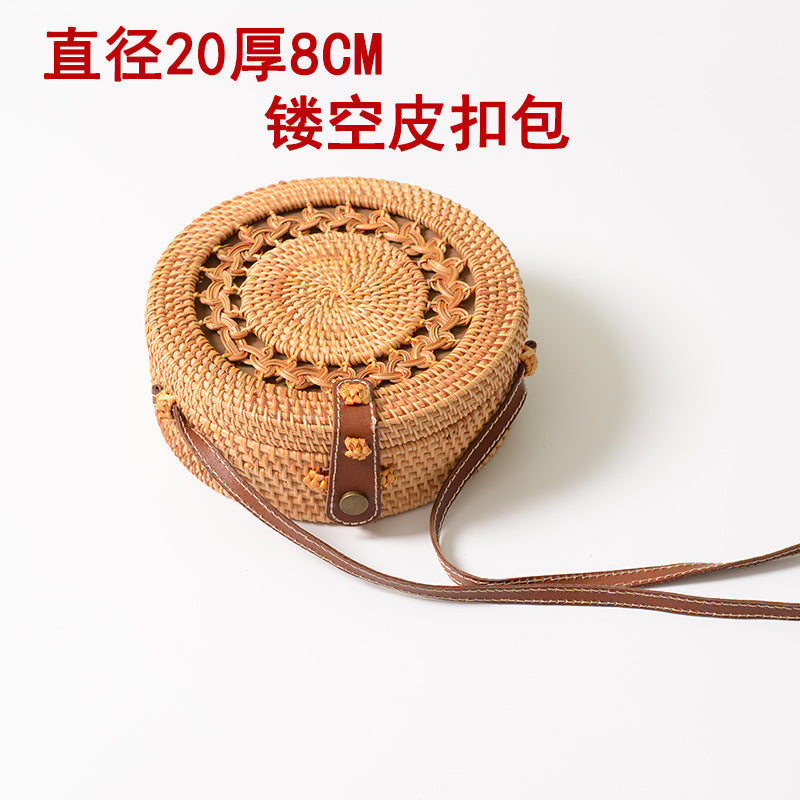 Vietnam handmade rattan woven round bag 20*8 hollow retro art