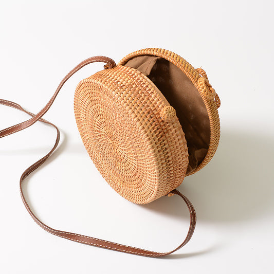 Vietnam handmade rattan woven round bag 20*8 hollow retro art