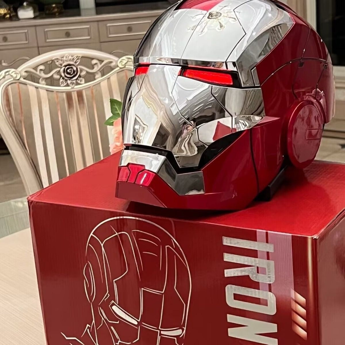 MK50 Jarvis Iron Man Helmet Three-in-one Mechanical Helmet Ornament Wearable if the head circumference is within 62cm