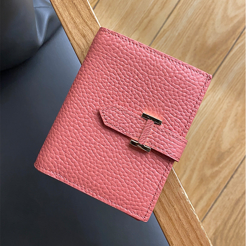 wallet women's short leather folding wallet