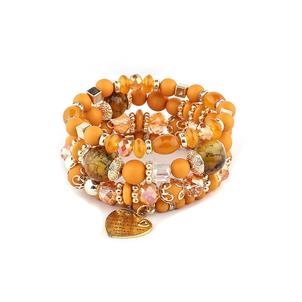 Factory direct supply Bohemian style multi-layer wooden beads beaded bracelet elastic bracelet jewelry European and American jewelry wholesale