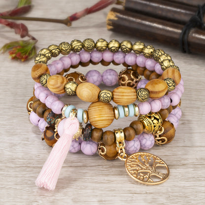 Factory direct supply Bohemian style multi-layer wooden beads beaded bracelet elastic bracelet jewelry European and American jewelry wholesale