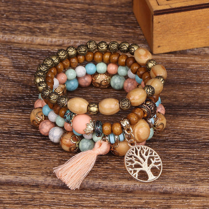 Factory direct supply Bohemian style multi-layer wooden beads beaded bracelet elastic bracelet jewelry European and American jewelry wholesale