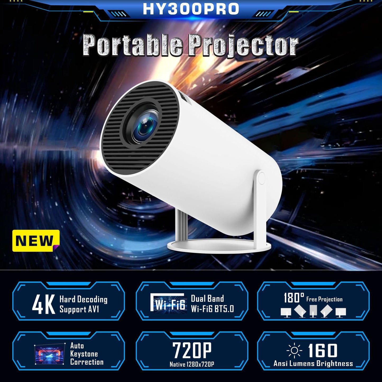 Cross-border HY300 hot-selling HY300pro ultra-high-definition projector home outdoor portable mini projector