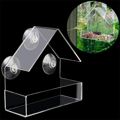 Adsorption house-type bird feeder plexiglass acrylic bird feeder bird anti-splash food box food trough bowl