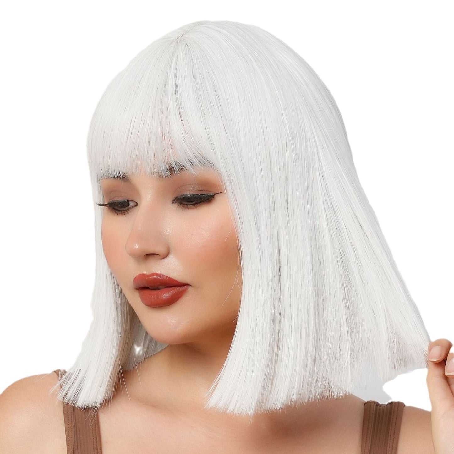 Cross-border wigs European and American holiday party wigs for women bob wigs with bangs short straight hair wigs full head