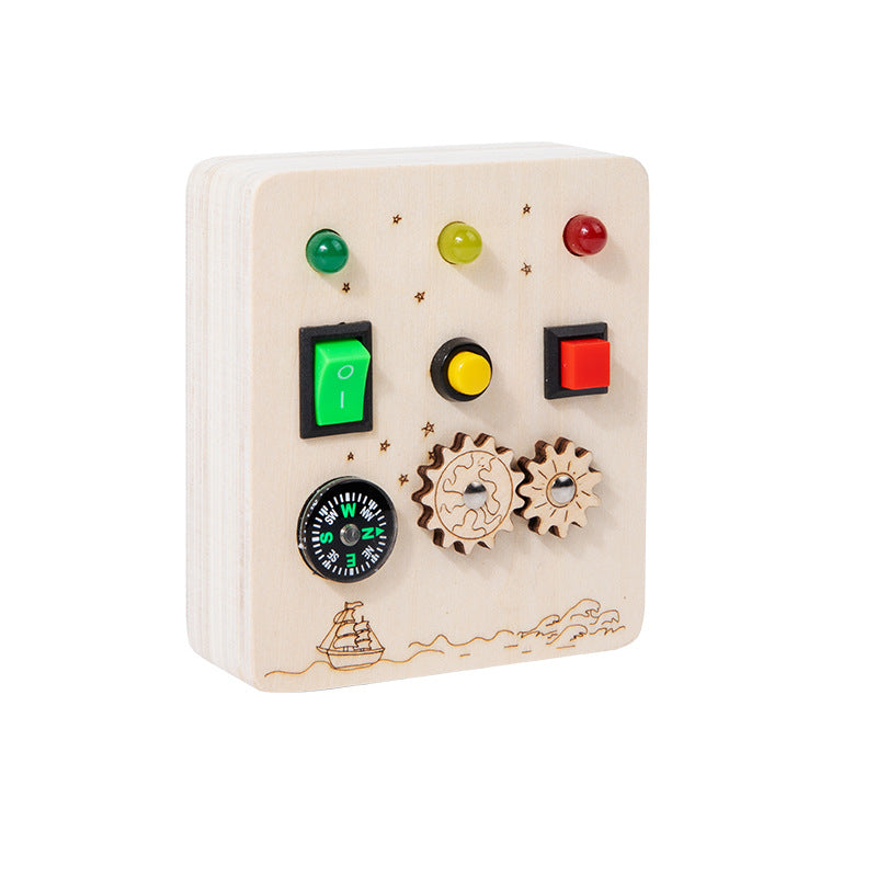 Cross-border hot selling children's early education wooden LED light socket switch busy board toys hands-on wooden toys