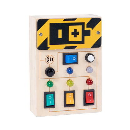 Cross-border hot selling children's early education wooden LED light socket switch busy board toys hands-on wooden toys