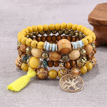 Factory direct supply Bohemian style multi-layer wooden beads beaded bracelet elastic bracelet jewelry European and American jewelry wholesale