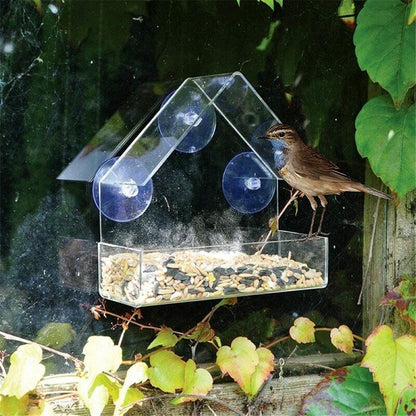 Adsorption house-type bird feeder plexiglass acrylic bird feeder bird anti-splash food box food trough bowl