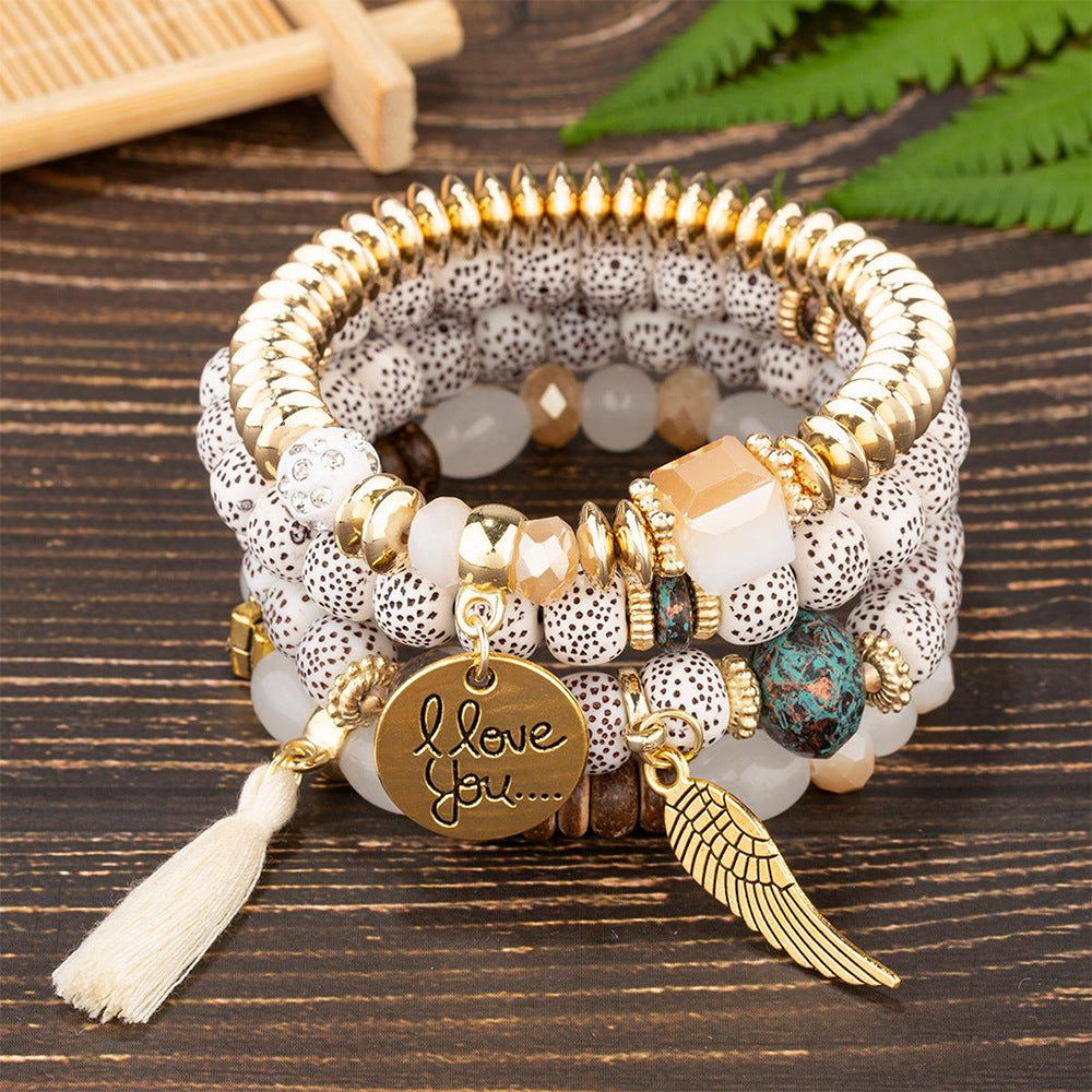 Factory direct supply Bohemian style multi-layer wooden beads beaded bracelet elastic bracelet jewelry European and American jewelry wholesale