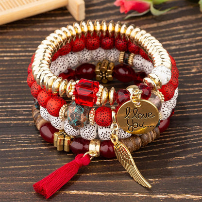 Factory direct supply Bohemian style multi-layer wooden beads beaded bracelet elastic bracelet jewelry European and American jewelry wholesale