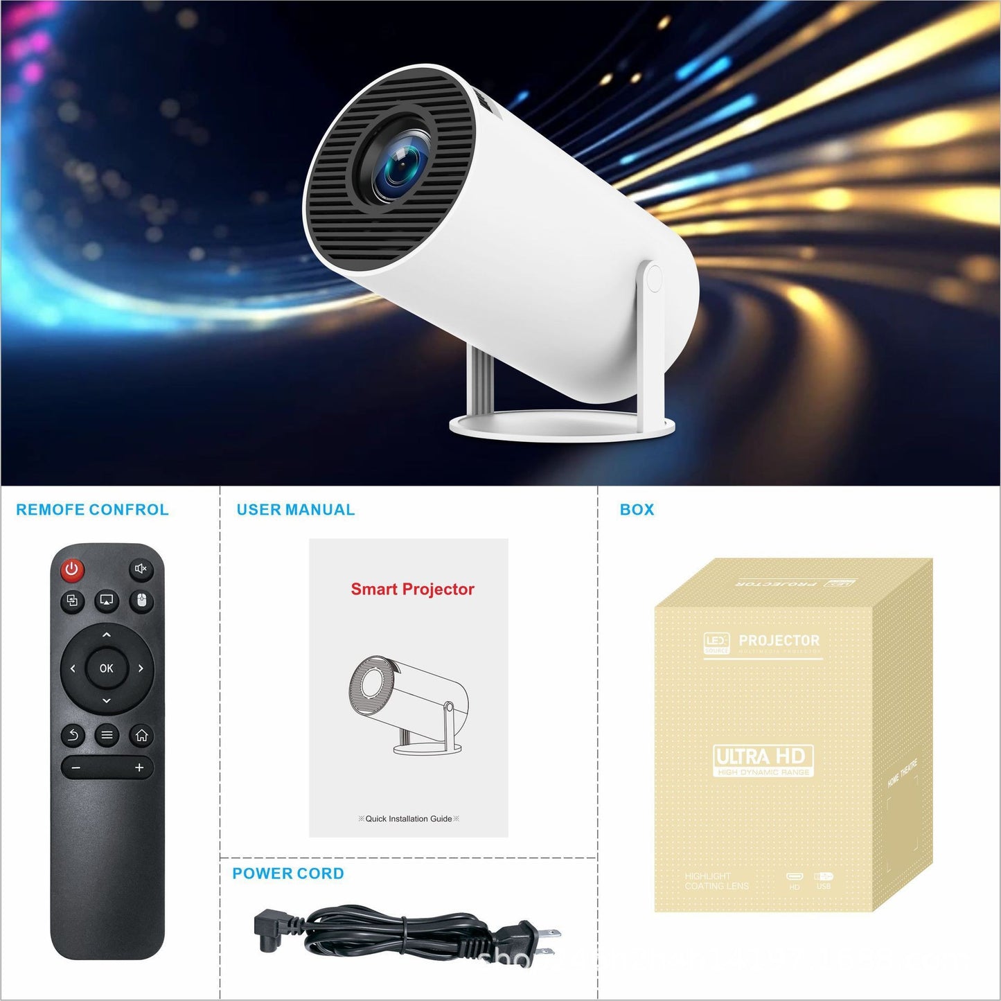 Cross-border HY300 hot-selling HY300pro ultra-high-definition projector home outdoor portable mini projector