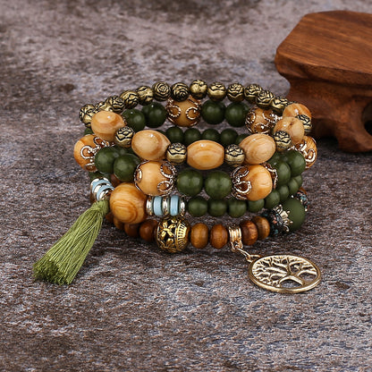 Factory direct supply Bohemian style multi-layer wooden beads beaded bracelet elastic bracelet jewelry European and American jewelry wholesale