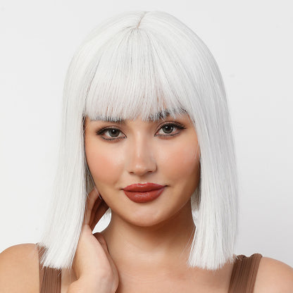 Cross-border wigs European and American holiday party wigs for women bob wigs with bangs short straight hair wigs full head