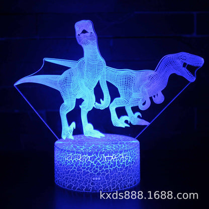 Cross-border dinosaur series colorful 3D night light LED touch remote control creative Christmas gift 3D table lamp