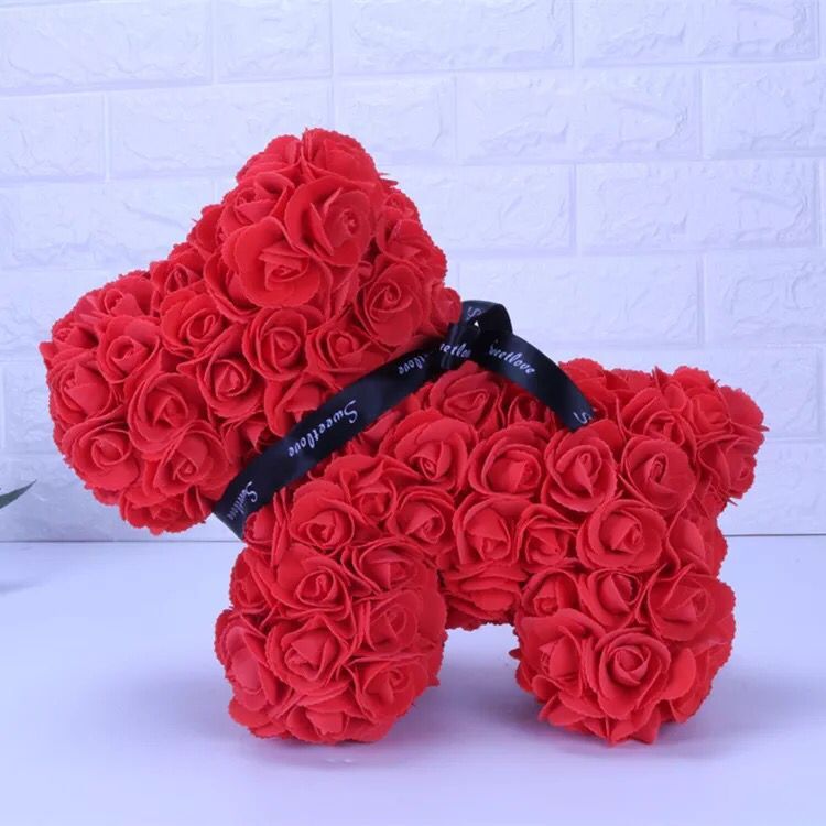 Rosa flor artificial vermelho ursinho de pelúcia para presentes de aniversário presente do dia dos namorados pelúcia rosa urso presentes criativos brinquedos para namorada 