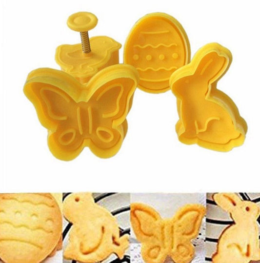 4pcs Easter bunny pattern embossing mold 3d three-dimensional spring biscuit mold cake mold