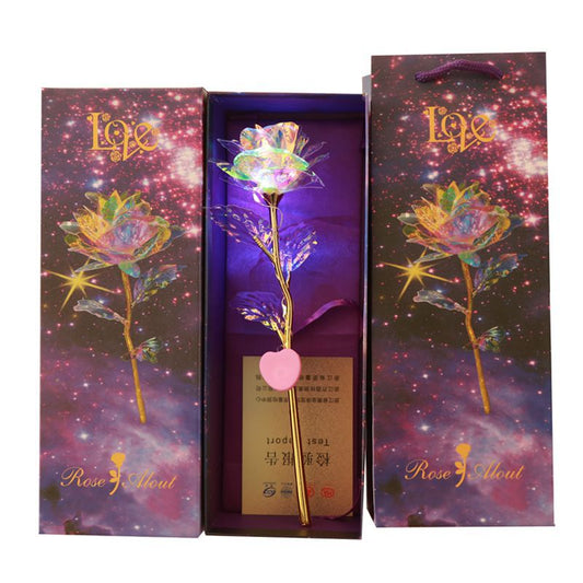 24k folha de ouro rosas brilhantes conjunto de ouro criativo tanabata presentes do dia dos namorados atacado