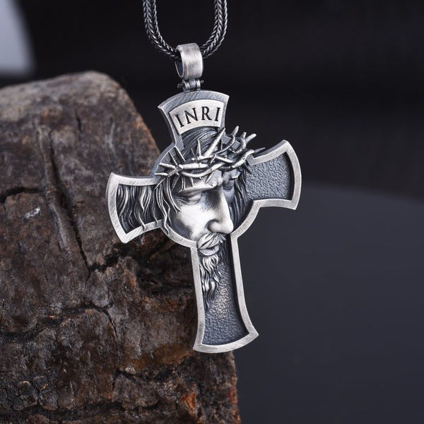 wish crown of thorns jesus cross necklace european and american men's christian pendant