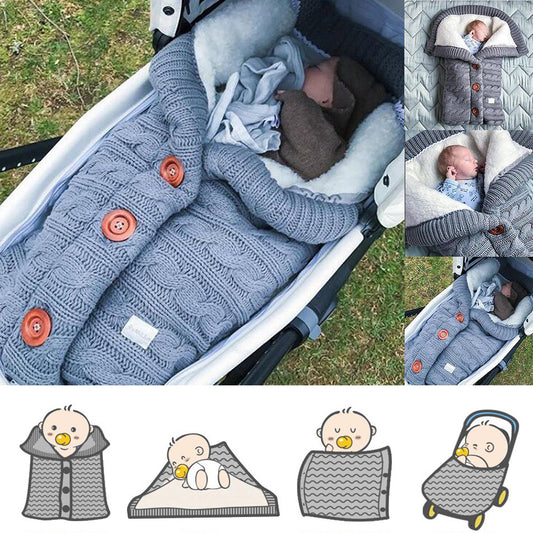 Bebê recém-nascido inverno quente sacos de dormir infantil botão malha swaddle envoltório carrinho envoltório da criança cobertor sacos de dormir