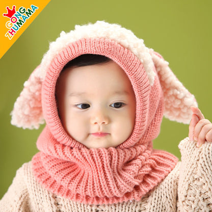 Korean autumn and winter baby hats boys and girls baby hats children's woolen caps scarf scarf warm