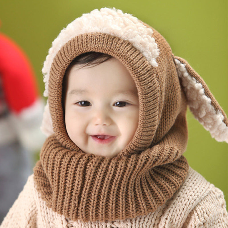 Korean autumn and winter baby hats boys and girls baby hats children's woolen caps scarf scarf warm