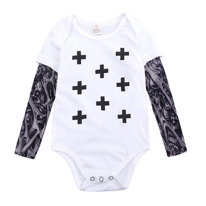 Ins speed sale through the explosions 2019 summer children's clothing 1-3 years of onesies baby tattoo mesh sleeves hazer triangle climb