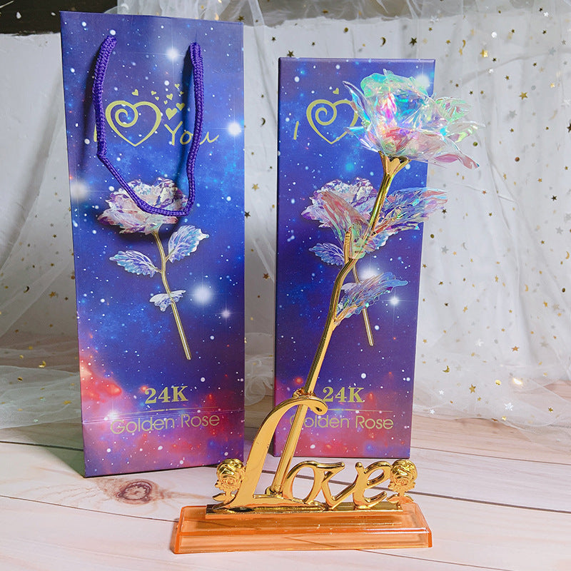 Gold leaf color gold rose handmade flower starry sky crystal glow gradient color Tanabata Valentine's Day mother's day birthday gift