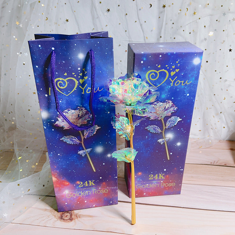 Gold leaf color gold rose handmade flower starry sky crystal glow gradient color Tanabata Valentine's Day mother's day birthday gift