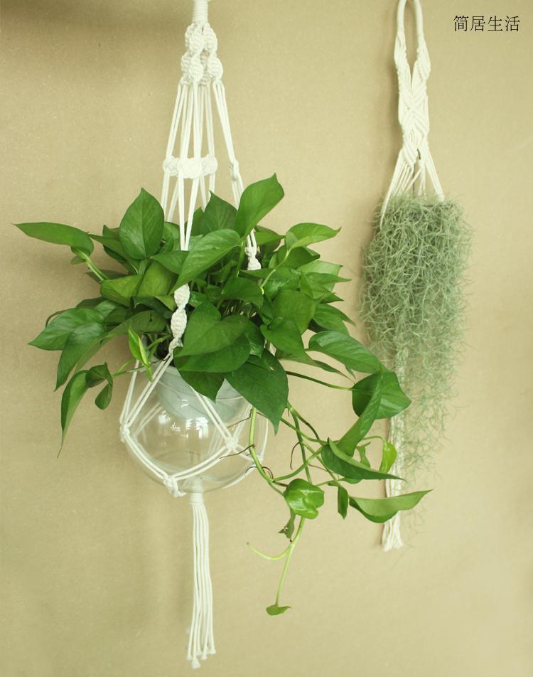 ins Nordic style India Di'an wall hanging wall decoration cotton rope grass rope braided hanging basket flower pot sling