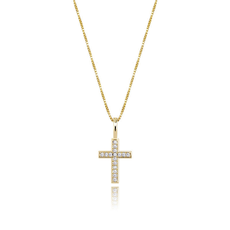 Cross-border new product 925 silver full zircon cross hip hop pendant European and American personality Jesus necklace jewelry