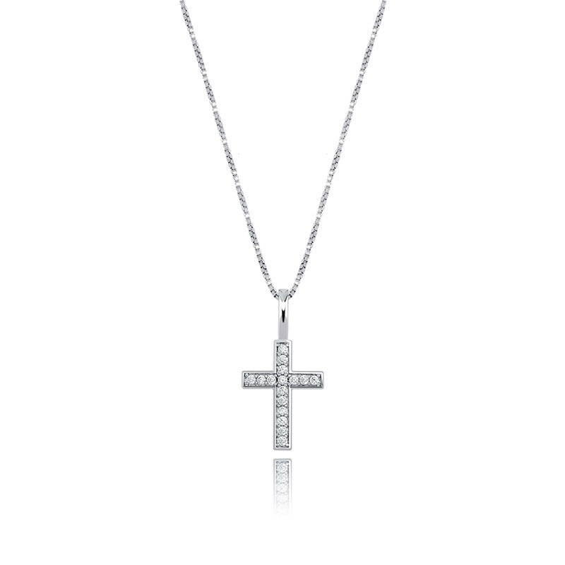 Cross-border new product 925 silver full zircon cross hip hop pendant European and American personality Jesus necklace jewelry