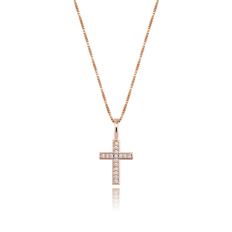 Cross-border new product 925 silver full zircon cross hip hop pendant European and American personality Jesus necklace jewelry