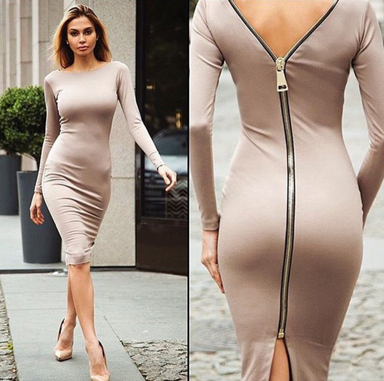 AliExpress explosão vestido novo feminino saia tamanho grande europa e os estados unidos vestido com zíper fino uma geração