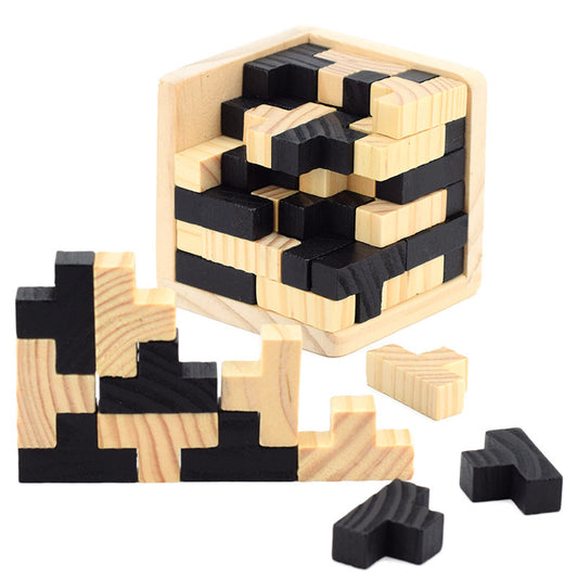 3d quebra-cabeça bloqueio cubo de madeira brinquedos crianças iq cérebro teaser aprendizagem precoce brinquedos educativos crianças montessori cubo quebra-cabeças