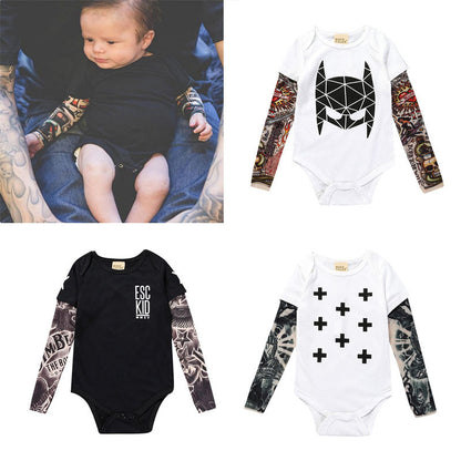 Ins speed sale through the explosions 2019 summer children's clothing 1-3 years of onesies baby tattoo mesh sleeves hazer triangle climb