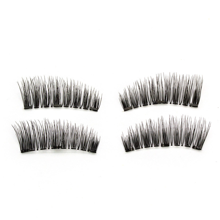 Factory direct three magnet false eyelashes 3D magnetic false eyelashes handmade natural realistic magnet eyelashes