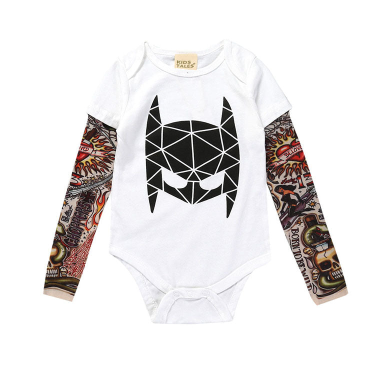 Ins speed sale through the explosions 2019 summer children's clothing 1-3 years of onesies baby tattoo mesh sleeves hazer triangle climb