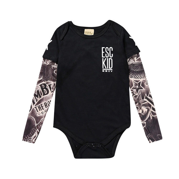 Ins speed sale through the explosions 2019 summer children's clothing 1-3 years of onesies baby tattoo mesh sleeves hazer triangle climb