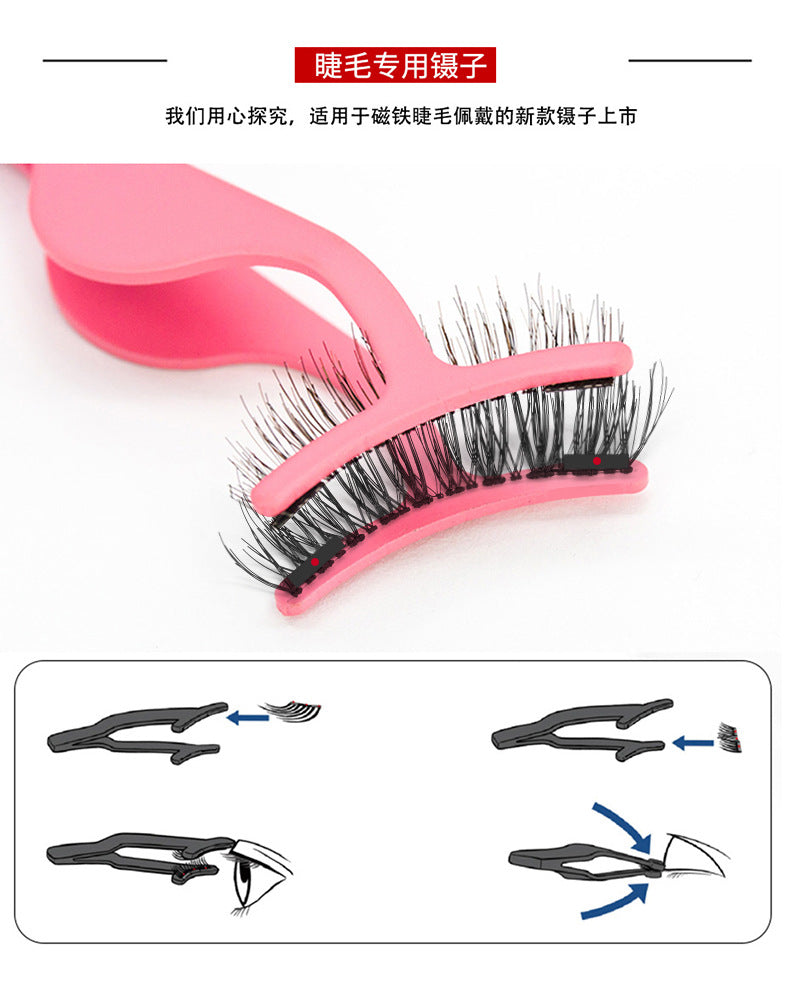 Factory direct three magnet false eyelashes 3D magnetic false eyelashes handmade natural realistic magnet eyelashes