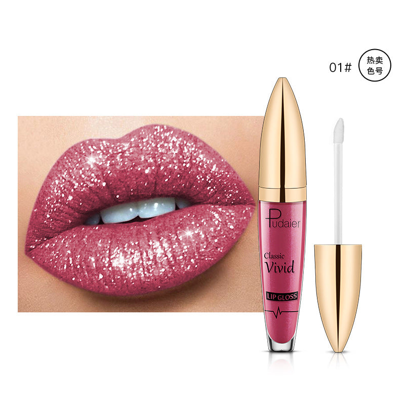 Pudaier? Glitter Flip Matte Pearl Lip Gloss Antiaderente Copo Diamante Lip Gloss Desejo Explosão