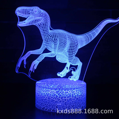 Cross-border dinosaur series colorful 3D night light LED touch remote control creative Christmas gift 3D table lamp