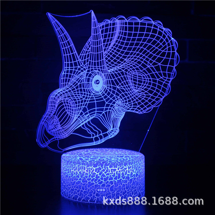 Cross-border dinosaur series colorful 3D night light LED touch remote control creative Christmas gift 3D table lamp