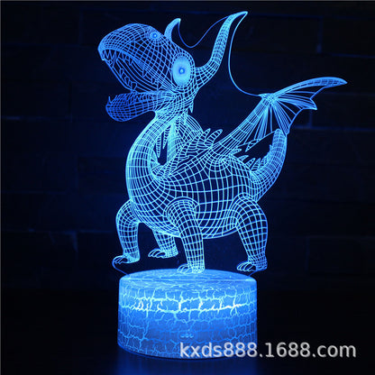 Cross-border dinosaur series colorful 3D night light LED touch remote control creative Christmas gift 3D table lamp