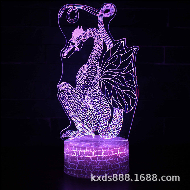 Cross-border dinosaur series colorful 3D night light LED touch remote control creative Christmas gift 3D table lamp